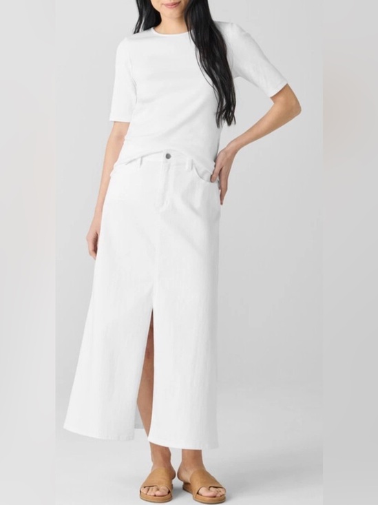 Eileen Fisher Dresses & Skirts - NWT Eileen Fisher White Midi Denim Skirt - Clean A-Line Style Size MP